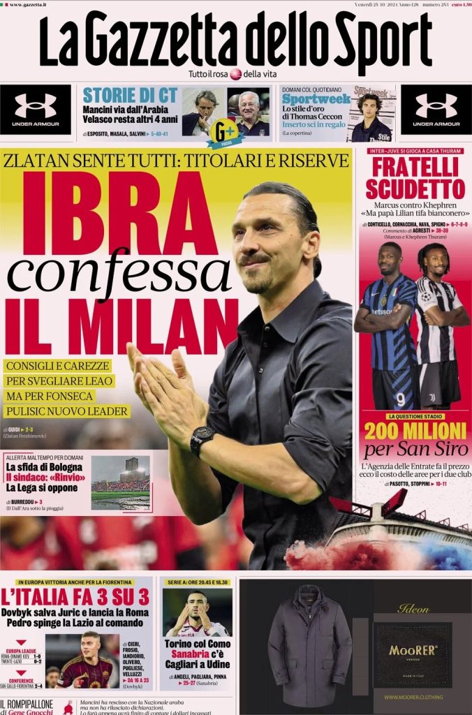 Rassegna stampa: prime pagine quotidiani sportivi - 25 ottobre 2024 1 WhatsApp Image 2024 10 25 at 07.51.15