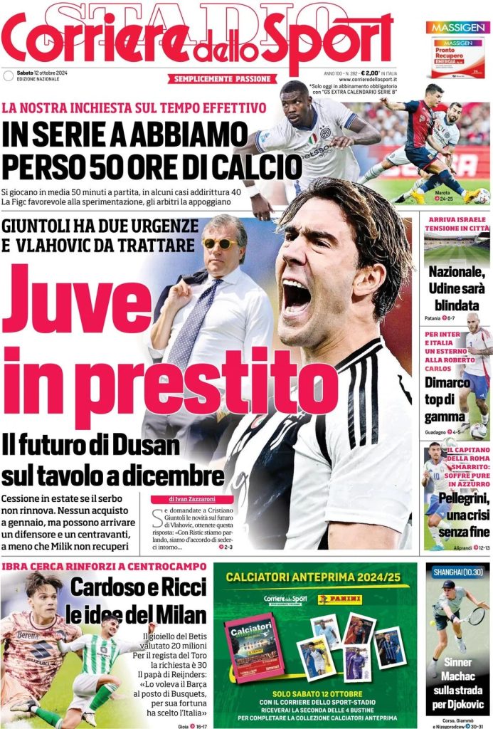 Rassegna stampa: prime pagine quotidiani sportivi - 12 ottobre 2024 29 corriere dello sport 021215489