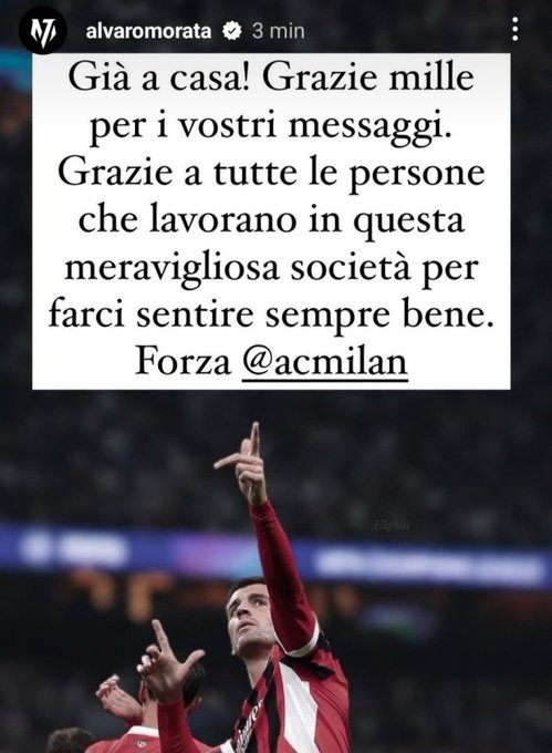 Infortunio Morata, attaccante già dimesso: il post social per il Milan è da brividi - FOTO 27 WhatsApp Image 2024 11 08 at 13.22.15