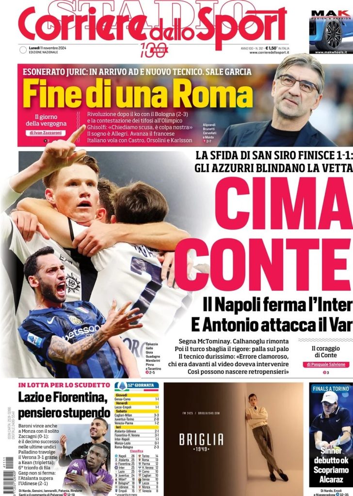 Rassegna stampa: prime pagine quotidiani sportivi - 11 novembre 2024 28 WhatsApp Image 2024 11 11 at 08.04.57