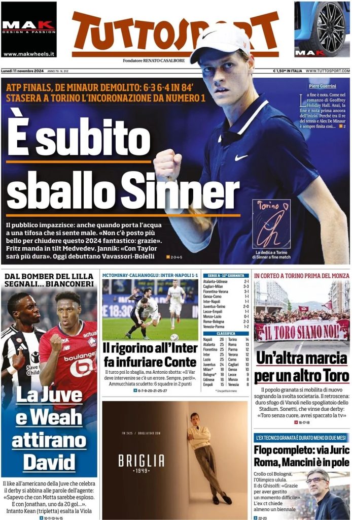 Rassegna stampa: prime pagine quotidiani sportivi - 11 novembre 2024 29 WhatsApp Image 2024 11 11 at 08.05.09