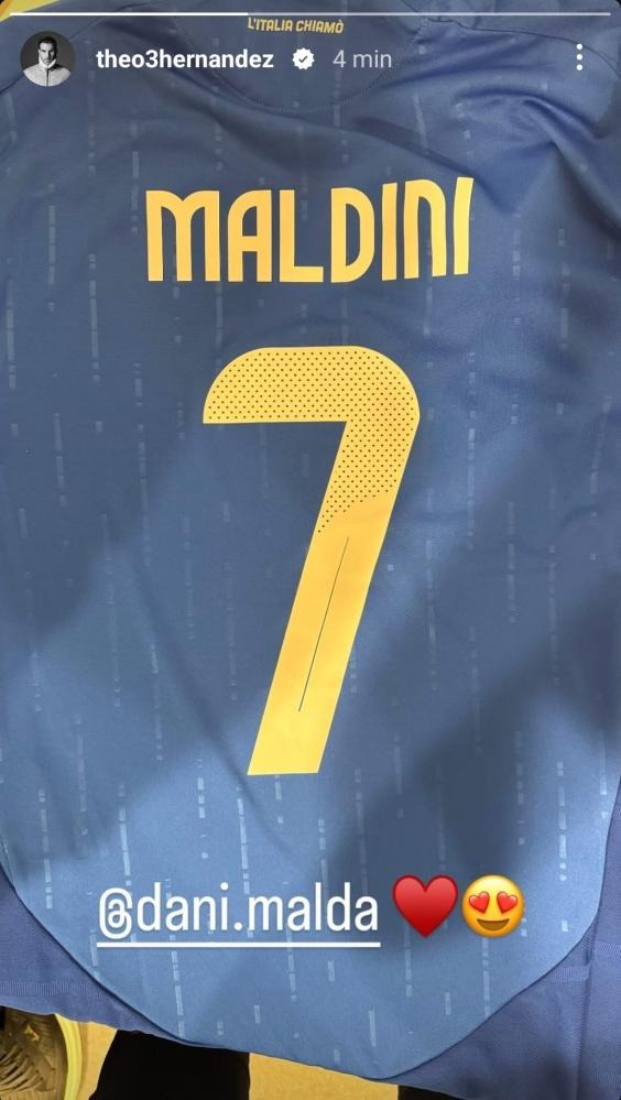 Theo Hernandez e la maglia scambiata con Daniel Maldini: il post social - FOTO 27 WhatsApp Image 2024 11 18 at 13.51.51