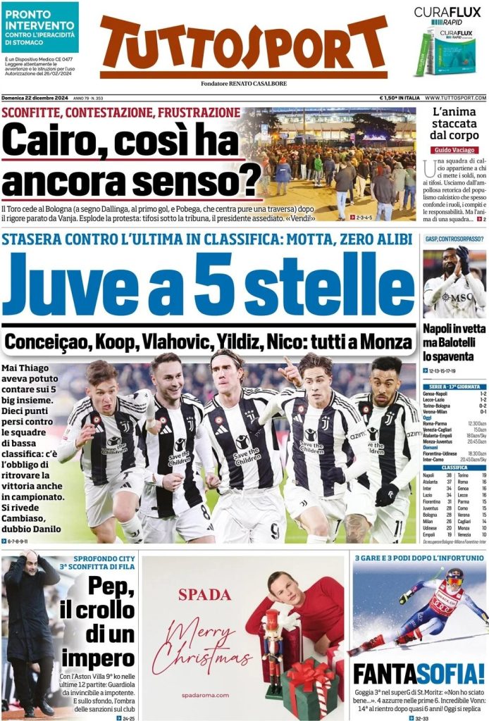 Rassegna stampa: prime pagine quotidiani sportivi - 22 dicembre 2024 29 WhatsApp Image 2024 12 22 at 08.01.24