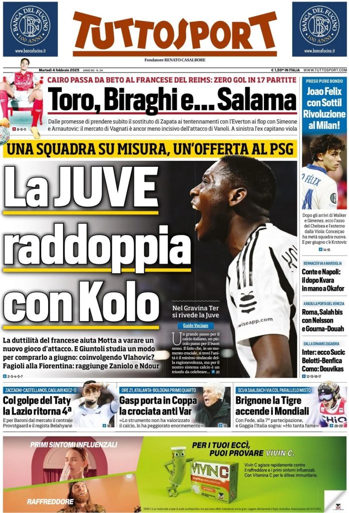 Prime pagine quotidiani sportivi - 4 febbraio 2025 29 WhatsApp Image 2025 02 04 at 08.10.15