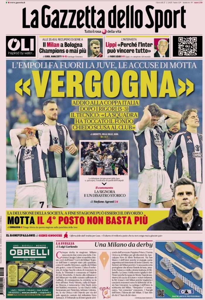 Prime pagine quotidiani sportivi - 27 febbraio 2025 27 WhatsApp Image 2025 02 27 at 08.00.39