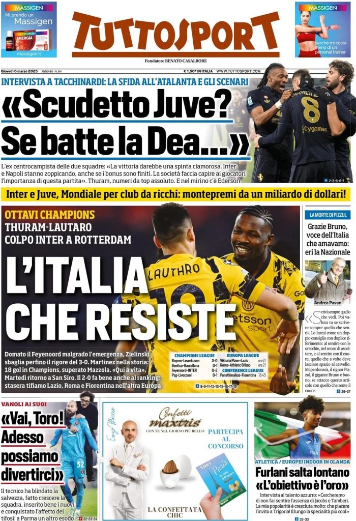 Prime pagine quotidiani sportivi - 6 marzo 2025 29 WhatsApp Image 2025 03 06 at 08.09.24