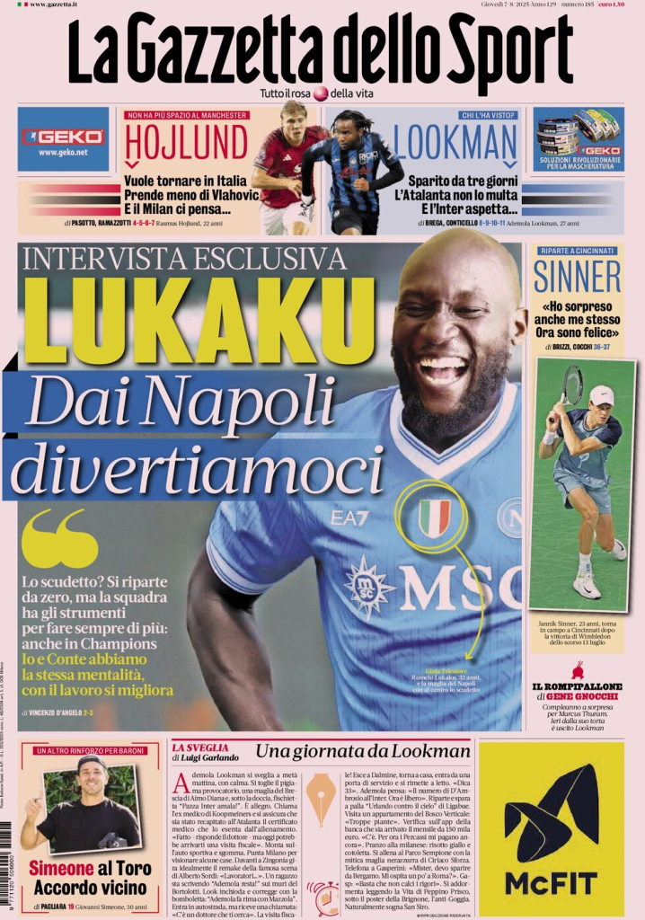 Prime pagine quotidiani sportivi – 7 agosto 2025 27 image 18