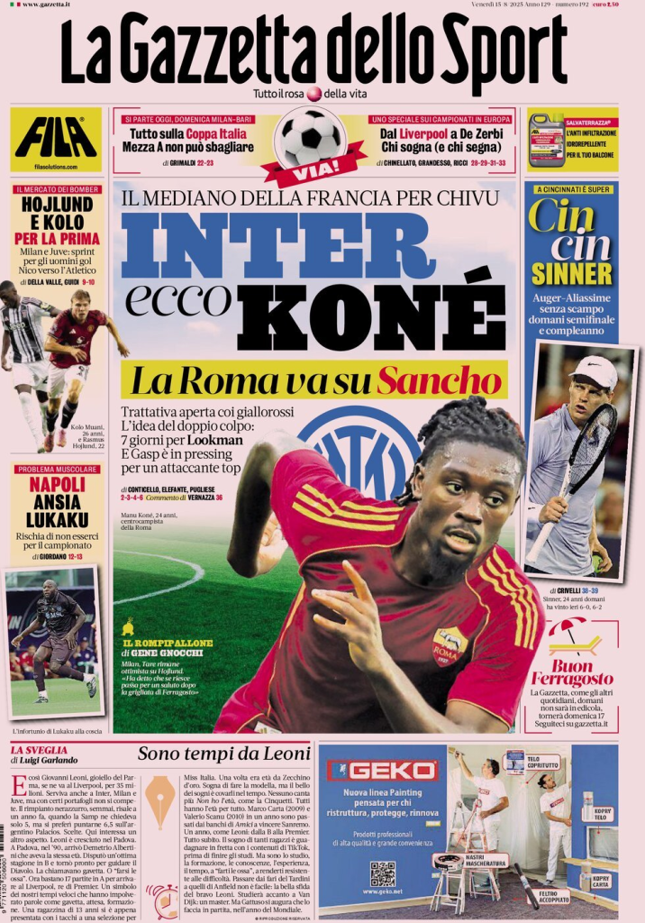 Prime pagine quotidiani sportivi – 15 agosto 2025 27 image 43
