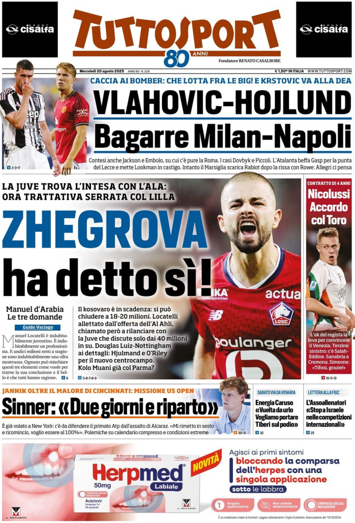 Prime pagine quotidiani sportivi – 20 agosto 2025 29 image 57