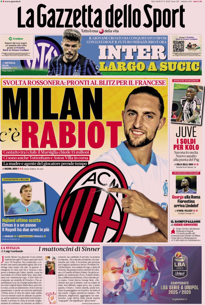 Prime pagine quotidiani sportivi – 27 agosto 2025 27 image 71