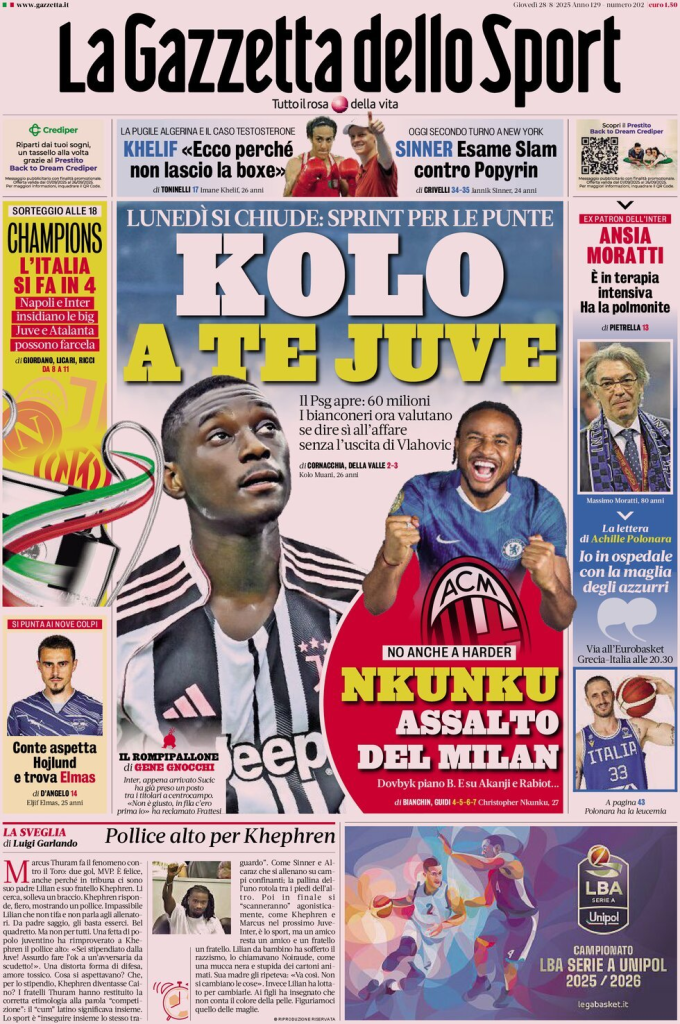 Prime pagine quotidiani sportivi – 28 agosto 2025 27 image 74