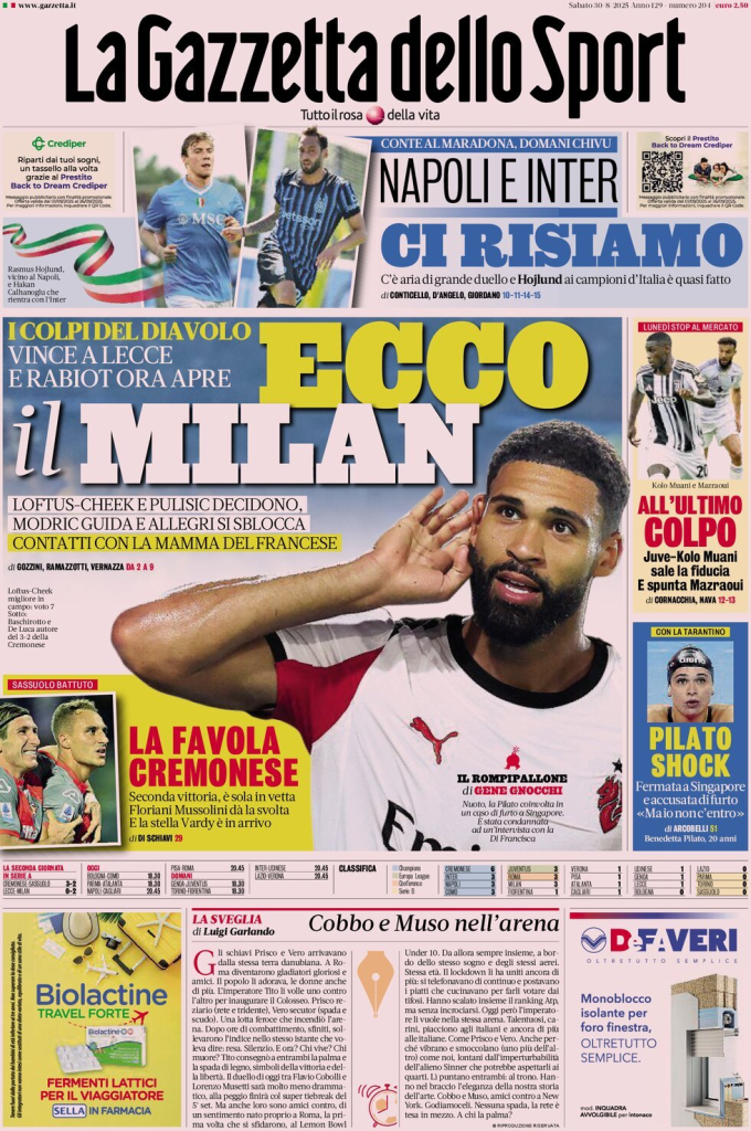 Prime pagine quotidiani sportivi – 30 agosto 2025 27 image 80
