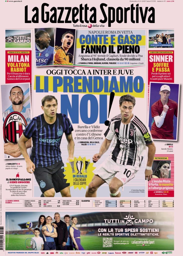 Prime pagine quotidiani sportivi – 31 agosto 2025 27 image 83