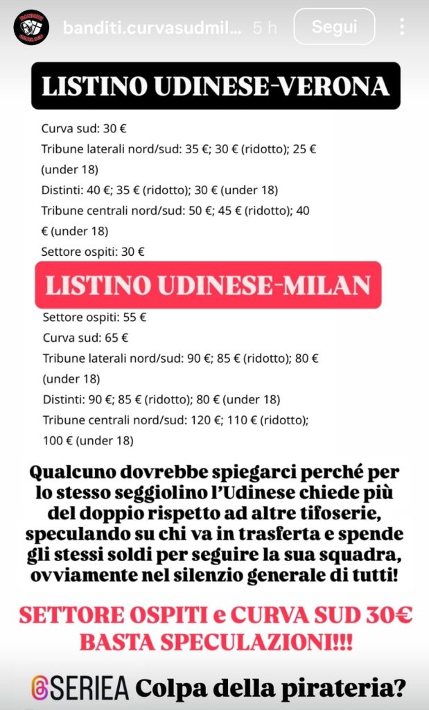 Udinese Milan, folle il prezzo del settore ospiti: scatta la polemica della Curva Sud 27 WhatsApp Image 2025 09 09 at 15.56.54