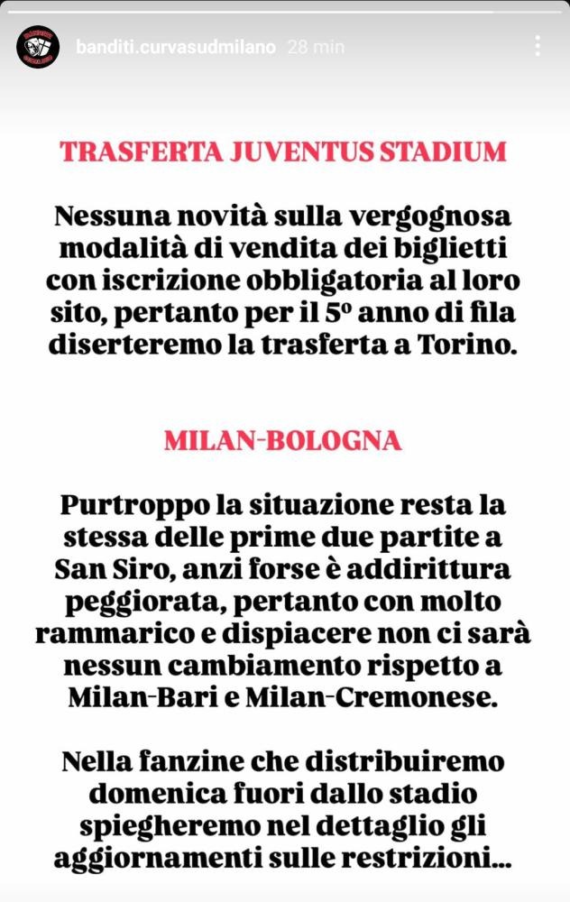 Curva Sud Milan, pesante presa di posizione sui social! C'entrano la gara col Bologna e la trasferta allo Stadium - FOTO 27 WhatsApp Image 2025 09 12 at 13.25.34