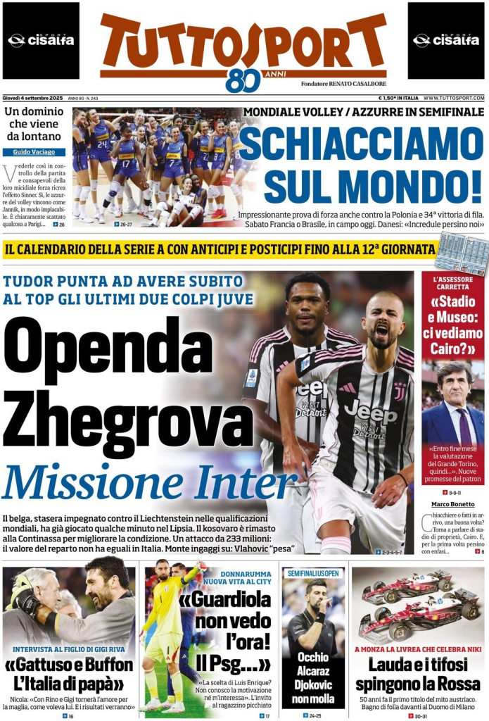 Prime pagine quotidiani sportivi – 4 settembre 2025 29 image 11