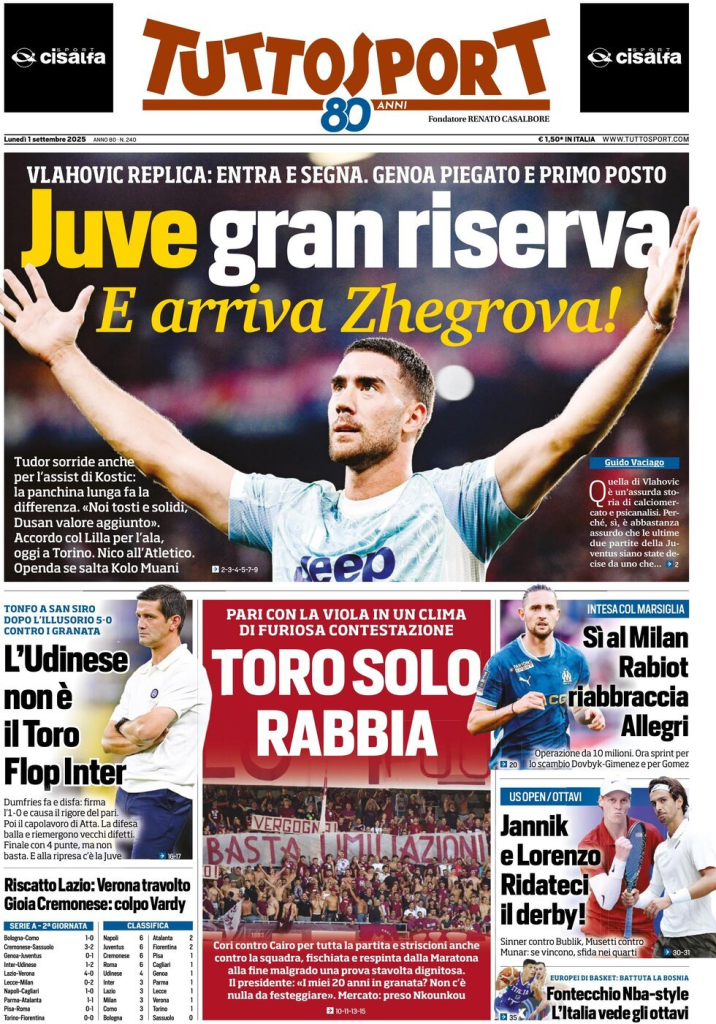 Prime pagine quotidiani sportivi – 1 settembre 2025 29 image 2