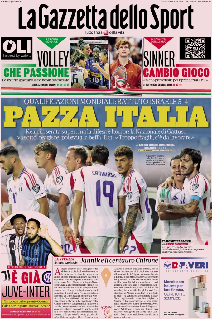 Prime pagine quotidiani sportivi – 9 settembre 2025 27 image 21