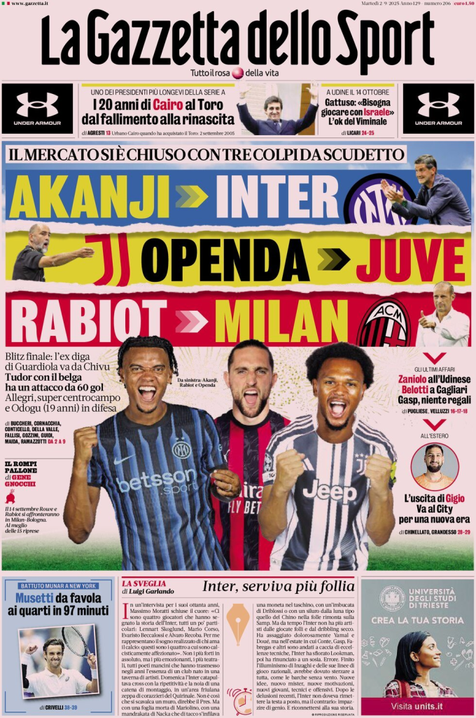 Prime pagine quotidiani sportivi – 2 settembre 2025 27 image 3
