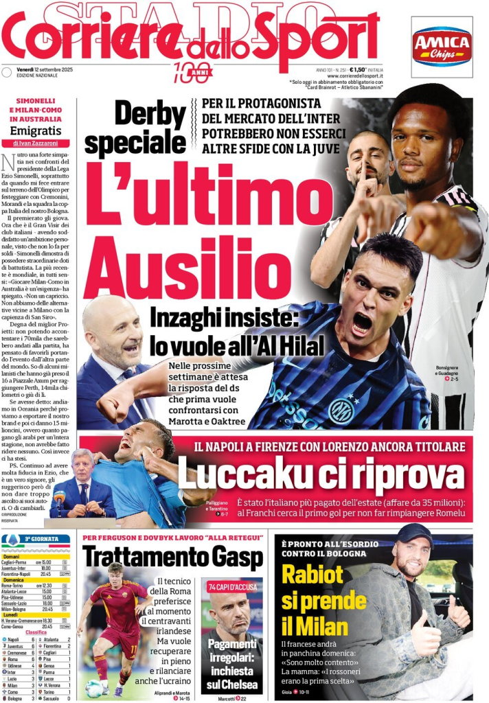 Prime pagine quotidiani sportivi – 12 settembre 2025 28 image 31