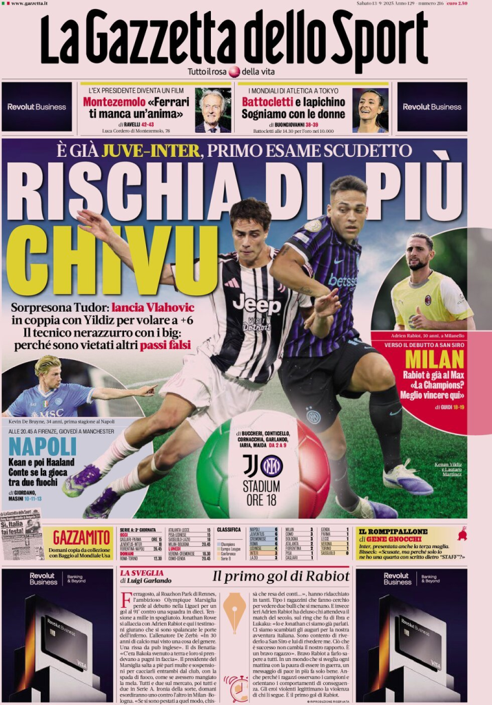 Prime pagine quotidiani sportivi – 13 settembre 2025 27 image 34