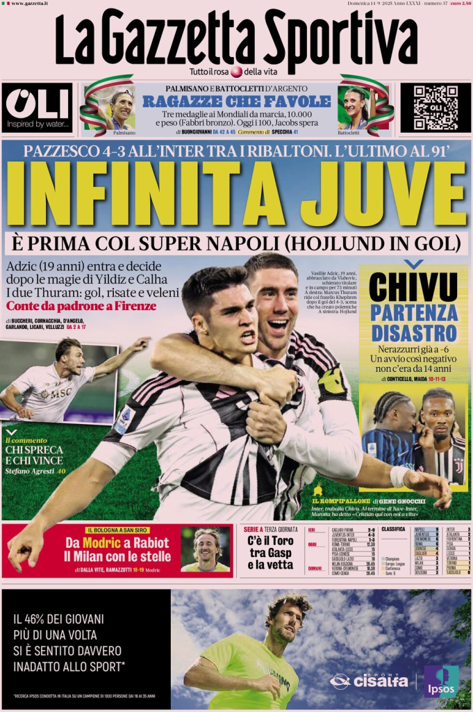 Prime pagine quotidiani sportivi – 14 settembre 2025 27 image 37