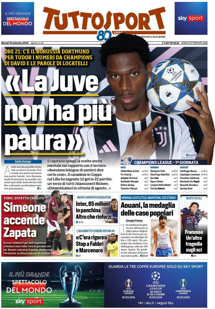 Prime pagine quotidiani sportivi – 16 settembre 2025 29 image 45