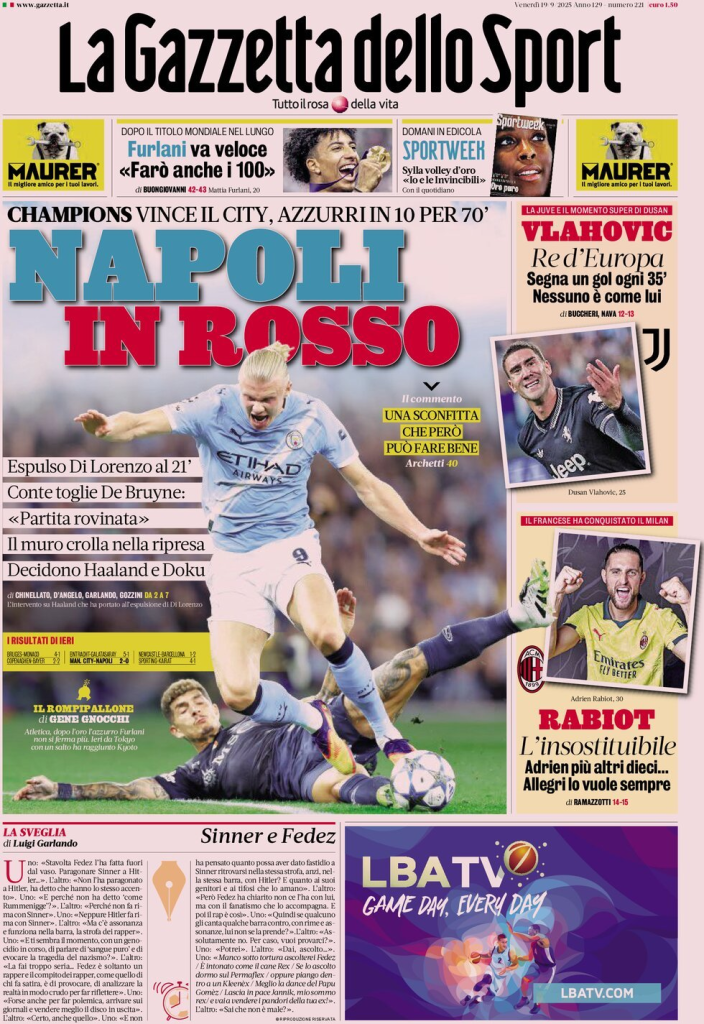 Prime pagine quotidiani sportivi – 19 settembre 2025 27 image 52
