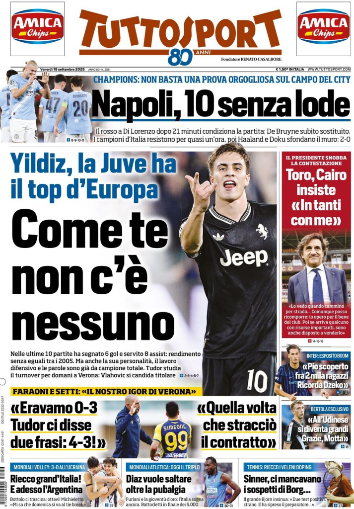 Prime pagine quotidiani sportivi – 19 settembre 2025 29 image 54