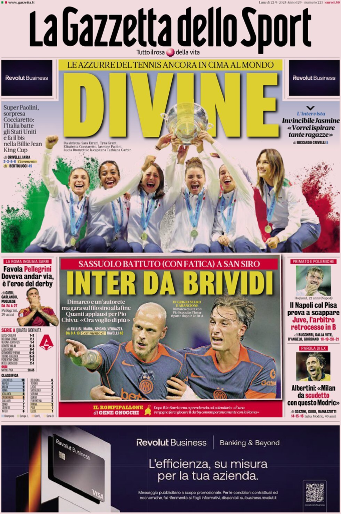 Prime pagine quotidiani sportivi – 22 settembre 2025 27 image 58