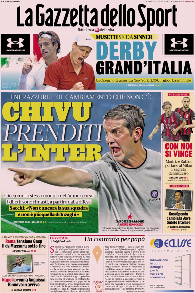 Prime pagine quotidiani sportivi – 3 settembre 2025 27 image 6