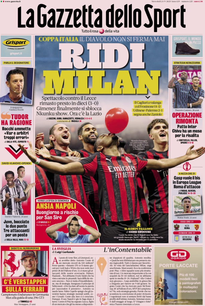 Prime pagine quotidiani sportivi – 24 settembre 2025 27 image 64
