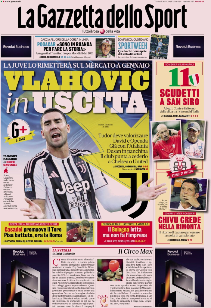Prime pagine quotidiani sportivi – 26 settembre 2025 27 image 70