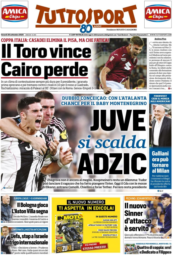 Prime pagine quotidiani sportivi – 26 settembre 2025 29 image 72
