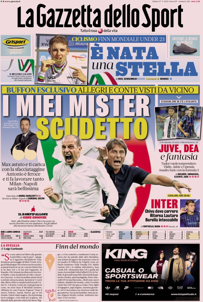 Prime pagine quotidiani sportivi – 27 settembre 2025 27 image 73