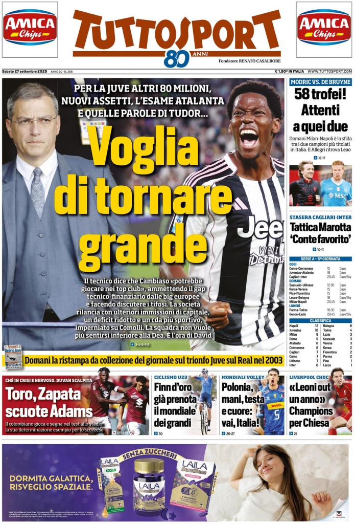 Prime pagine quotidiani sportivi – 27 settembre 2025 29 image 75