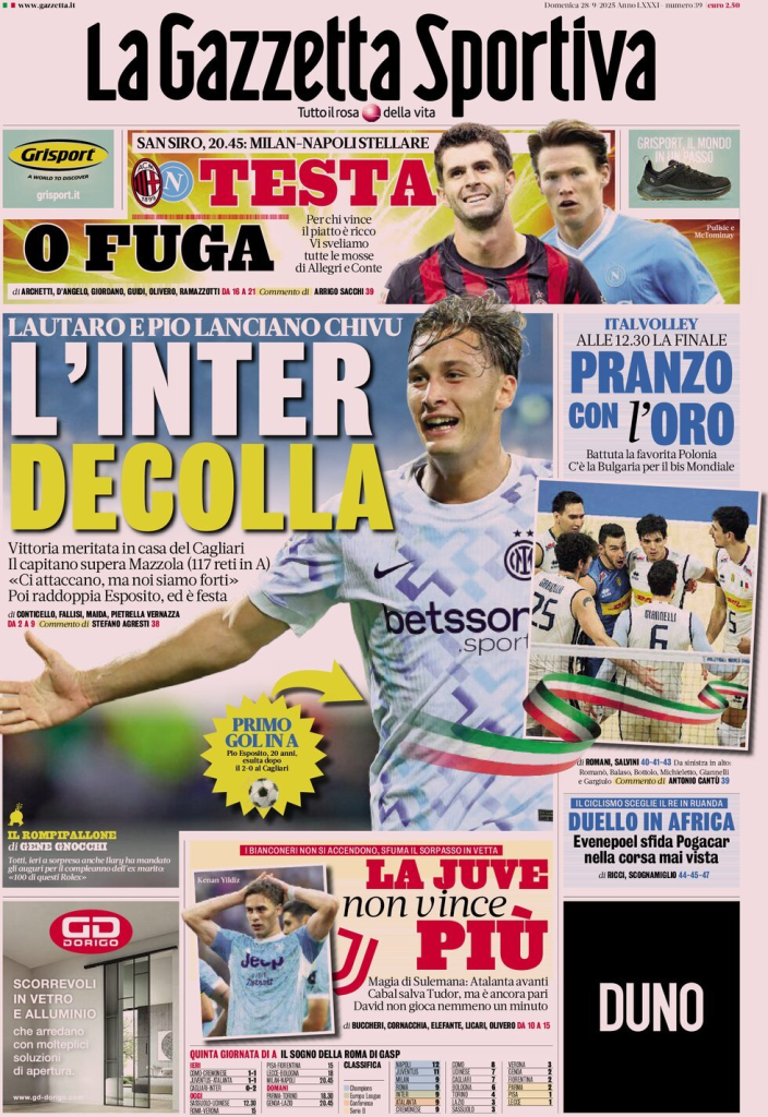 Prime pagine quotidiani sportivi – 28 settembre 2025 27 image 76