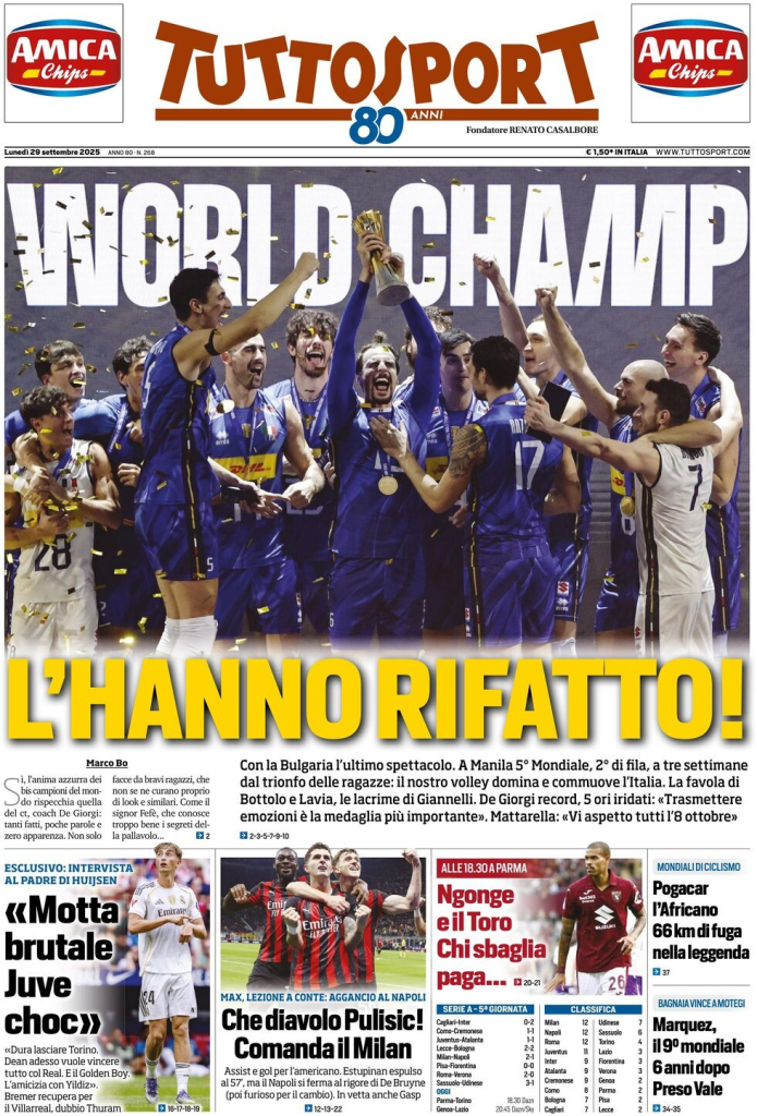Prime pagine quotidiani sportivi – 29 settembre 2025 29 image 81