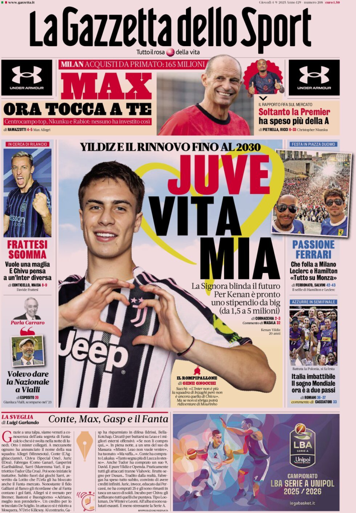 Prime pagine quotidiani sportivi – 4 settembre 2025 27 image 9