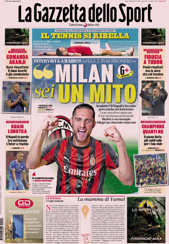 Prime pagine quotidiani sportivi – 8 ottobre 2025 27 image 21