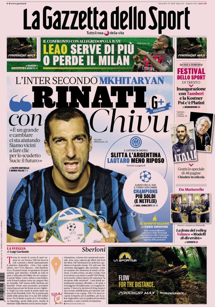 Prime pagine quotidiani sportivi – 9 ottobre 2025 27 image 24