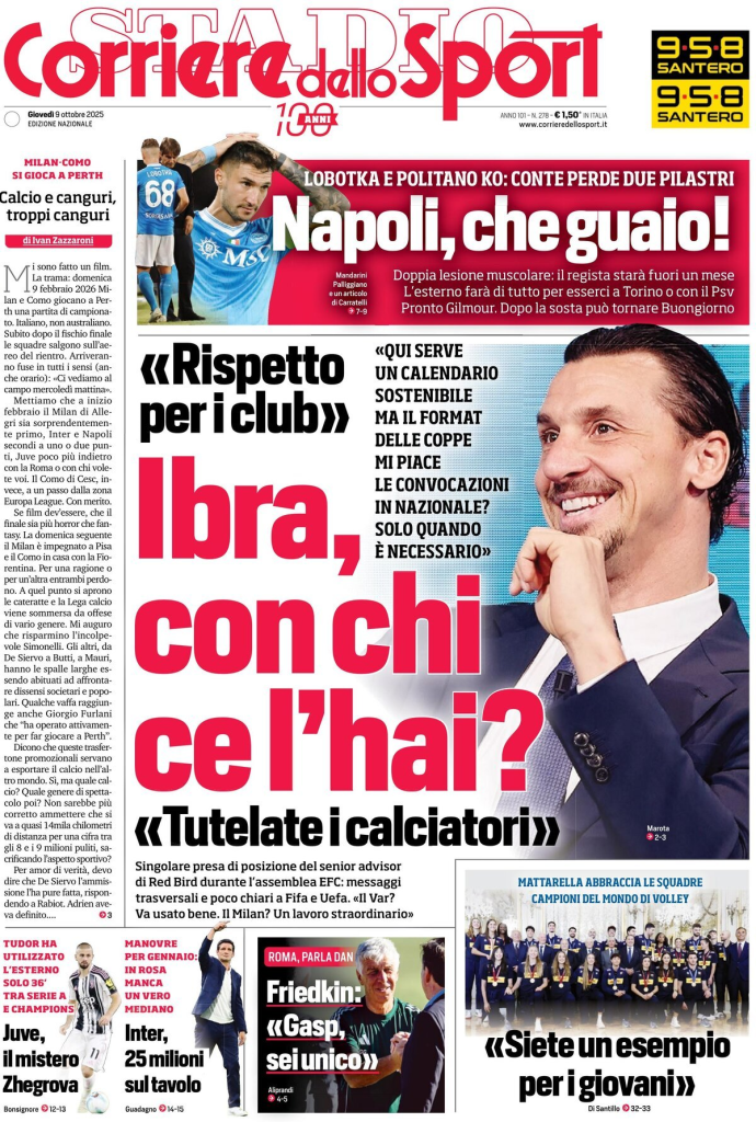 Prime pagine quotidiani sportivi – 9 ottobre 2025 28 image 25
