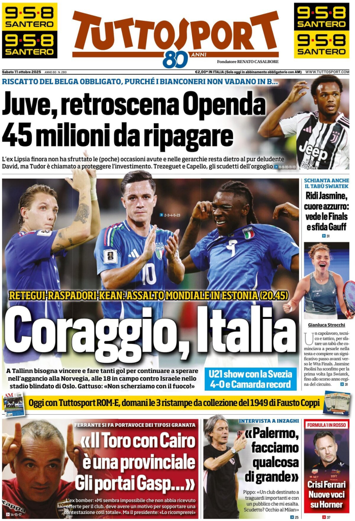 Prime pagine quotidiani sportivi – 11 ottobre 2025 29 image 34