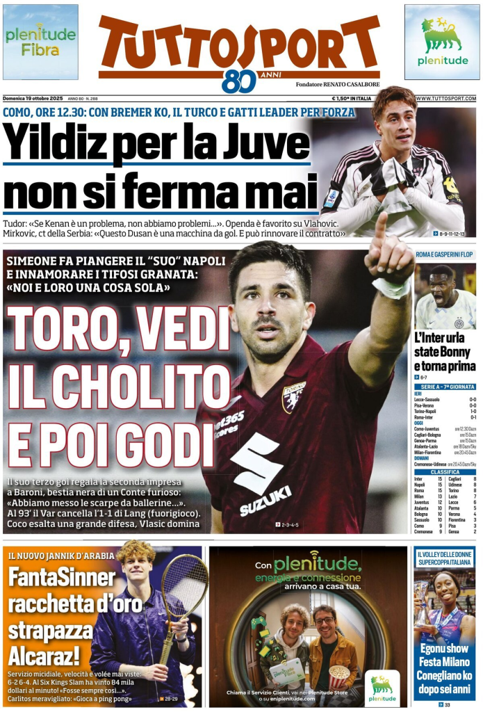 Prime pagine quotidiani sportivi – 19 ottobre 2025 29 image 60