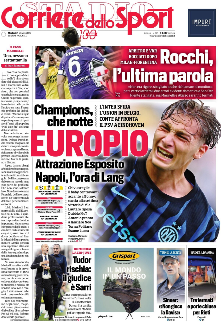 Prime pagine quotidiani sportivi – 21 ottobre 2025 28 image 65