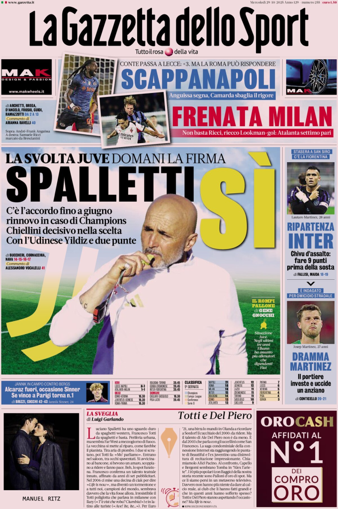 Prime pagine quotidiani sportivi – 29 ottobre 2025 27 image 89