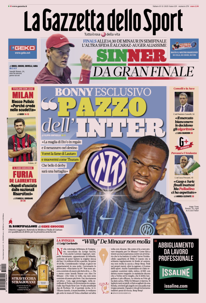 Prime pagine quotidiani sportivi – 15 novembre 2025 28 Screenshot 2025 11 15 alle 09.13.45