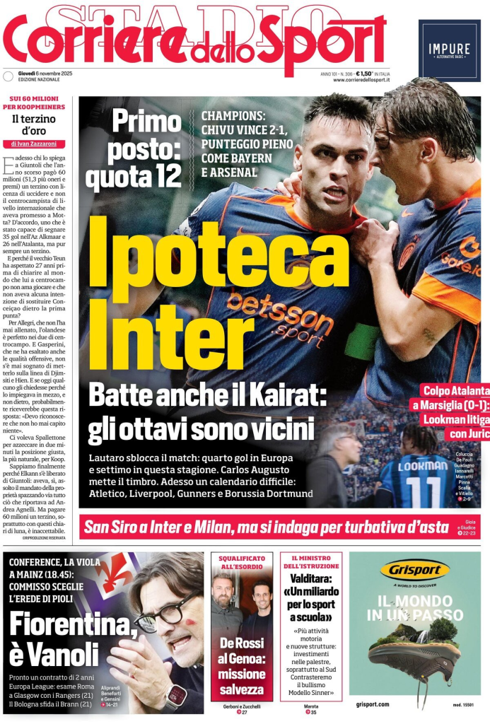 Prime pagine quotidiani sportivi – 6 novembre 2025 28 image 16