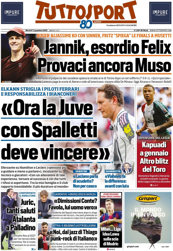 Prime pagine quotidiani sportivi – 11 novembre 2025 29 image 32