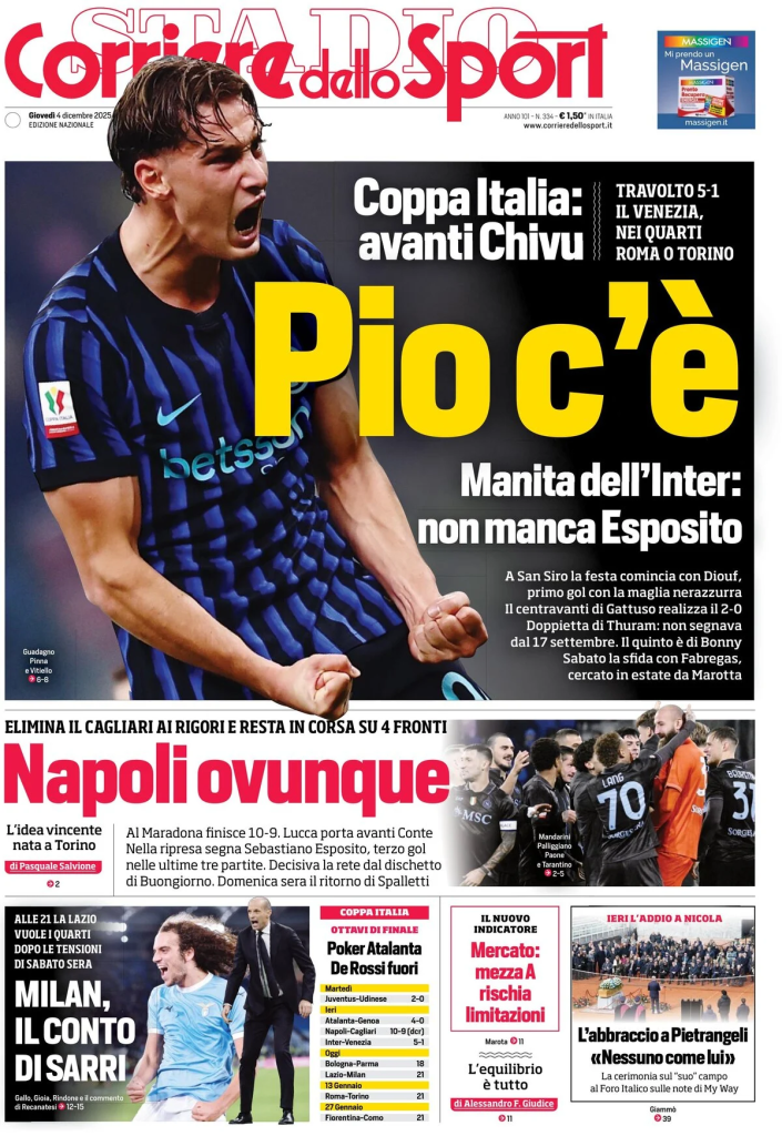 Prime pagine quotidiani sportivi – 4 dicembre 2025 28 image 10